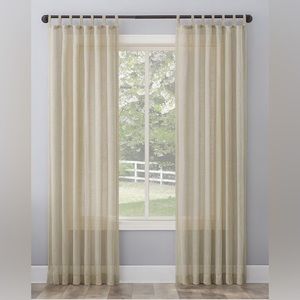 No 918 Ceri Linen Semi-Sheer Light Filtering Texture Tab Top Curtain 84”x50” New